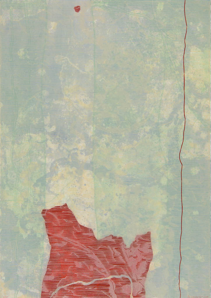 Five colour plate intaglio and relief
Edition of 35
Image size: 70 x 50 cm
Paper size: 70 x 50 cm
PCA Print Commission 2018
The pictures I make explore ideas of aesthetics, experience, and elements of the landscape; colour, line, texture, and form. My work is inspired by the unique combination of my local regions’ dry and wet tropical landscape extending west of Townsville to Charters Towers, Magnetic Island, and as far North as Weipa.