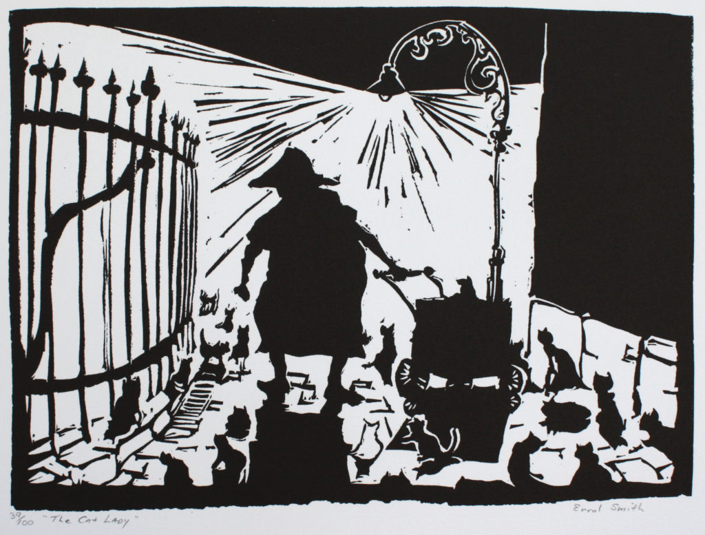 Linocut
22 x 30 cm
Printed by Neil Emmerson
100 x 100 Portfolio, 1988