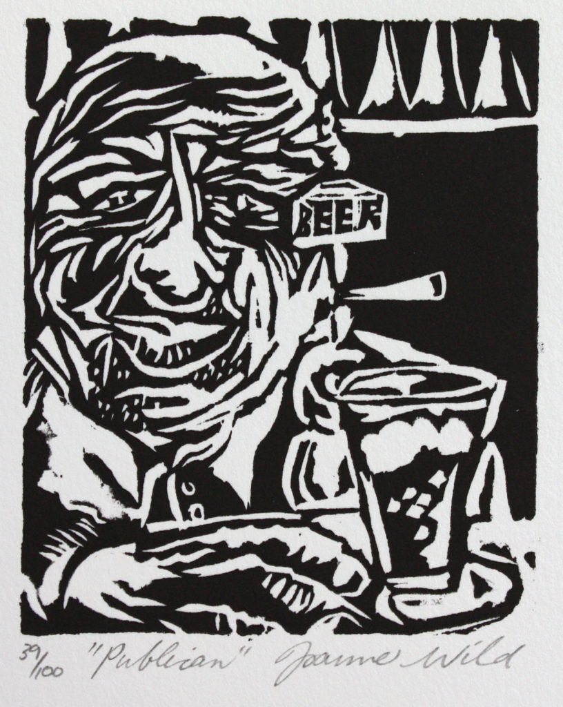 Linocut
11 x 9 cm
Printed by Neil Emmerson
100 x 100 Portfolio, 1988