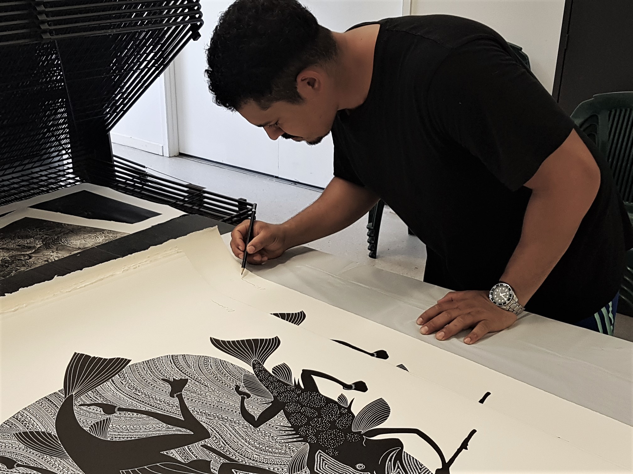 Daniel signing print, 8 Dec 2019