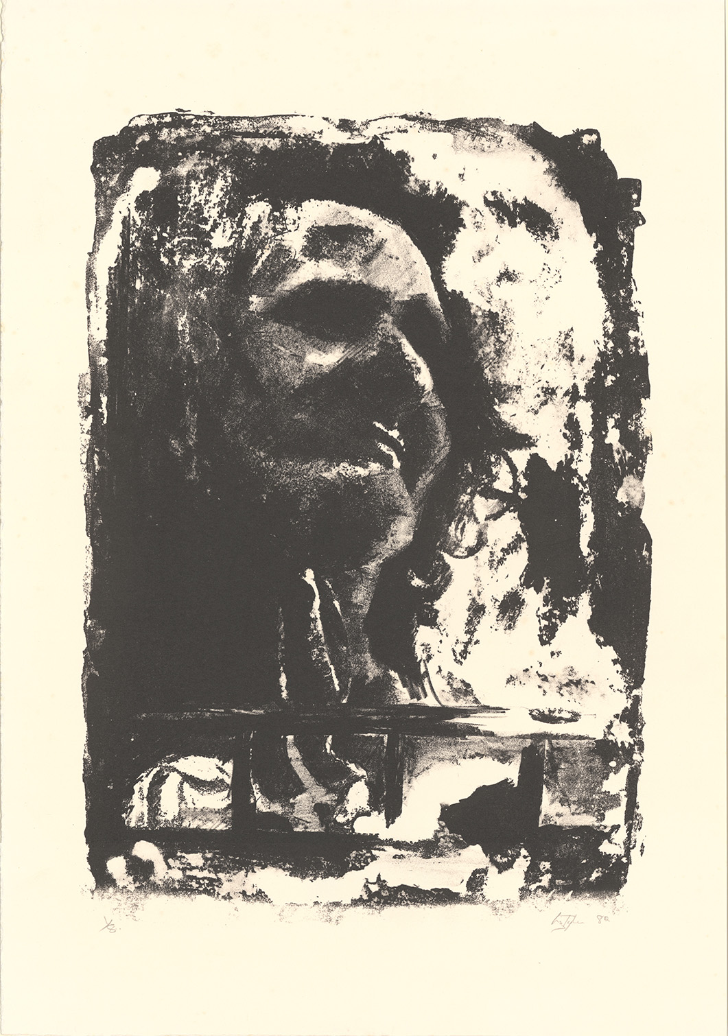 Liz Tyler, Head, 1982, lithograph, 41x30cm, edn. 1 of 8.