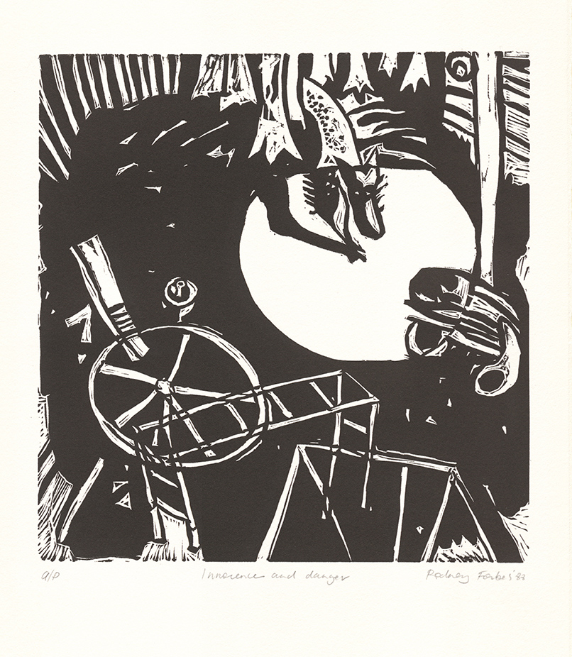 Rodney Forbes, Innocence and Danger, linocut, 26x24cm, A.P.