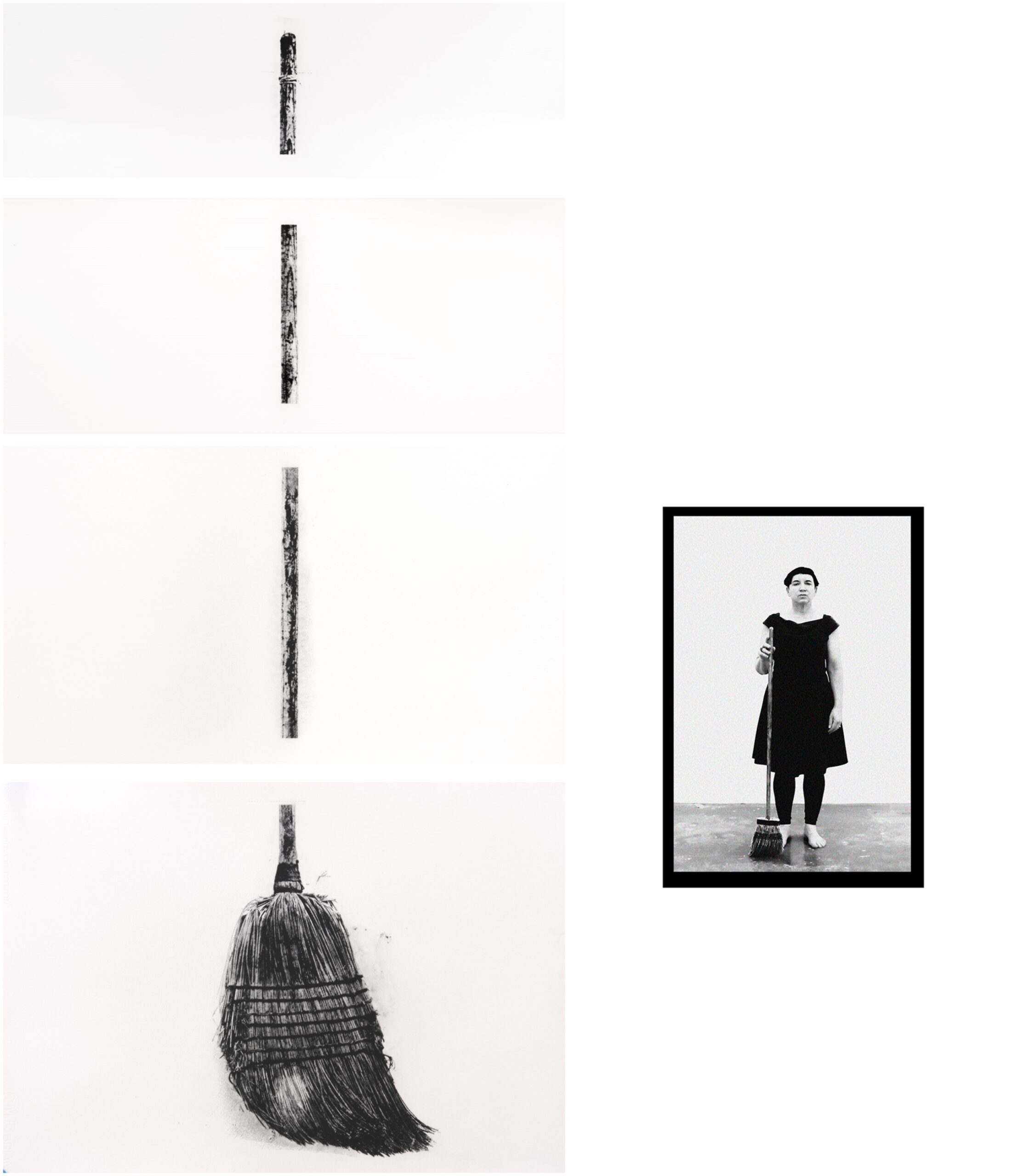 Carolyn Craig - Remediation, My Mother's - Pain Charcoal Dust Print in Four Parts - 80 x 110 - Shown with dustbitmap moving image work on screen