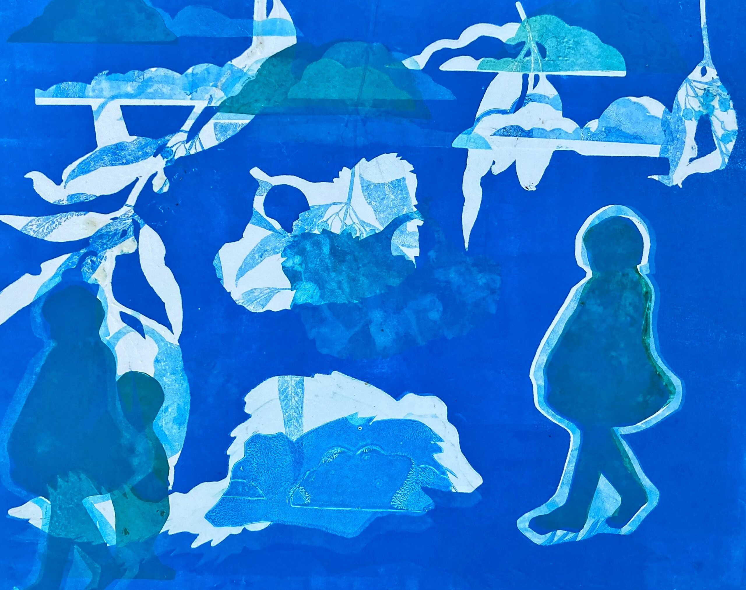 Helen Kocis Edwards - Shape Shifting 2, 2023 - Monprint Using Stencils and Leaves - 30 x 40 cm