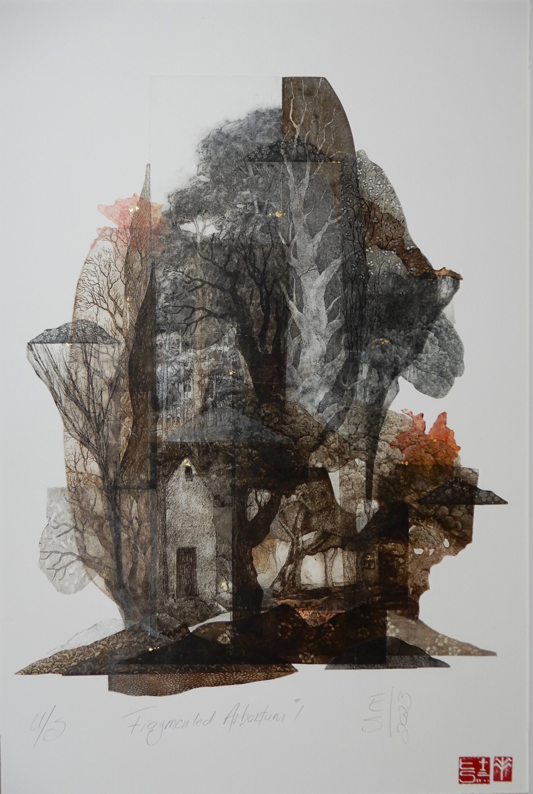 Fragmented Arboretum I, Multi-plate Etching, 50 x 70cm