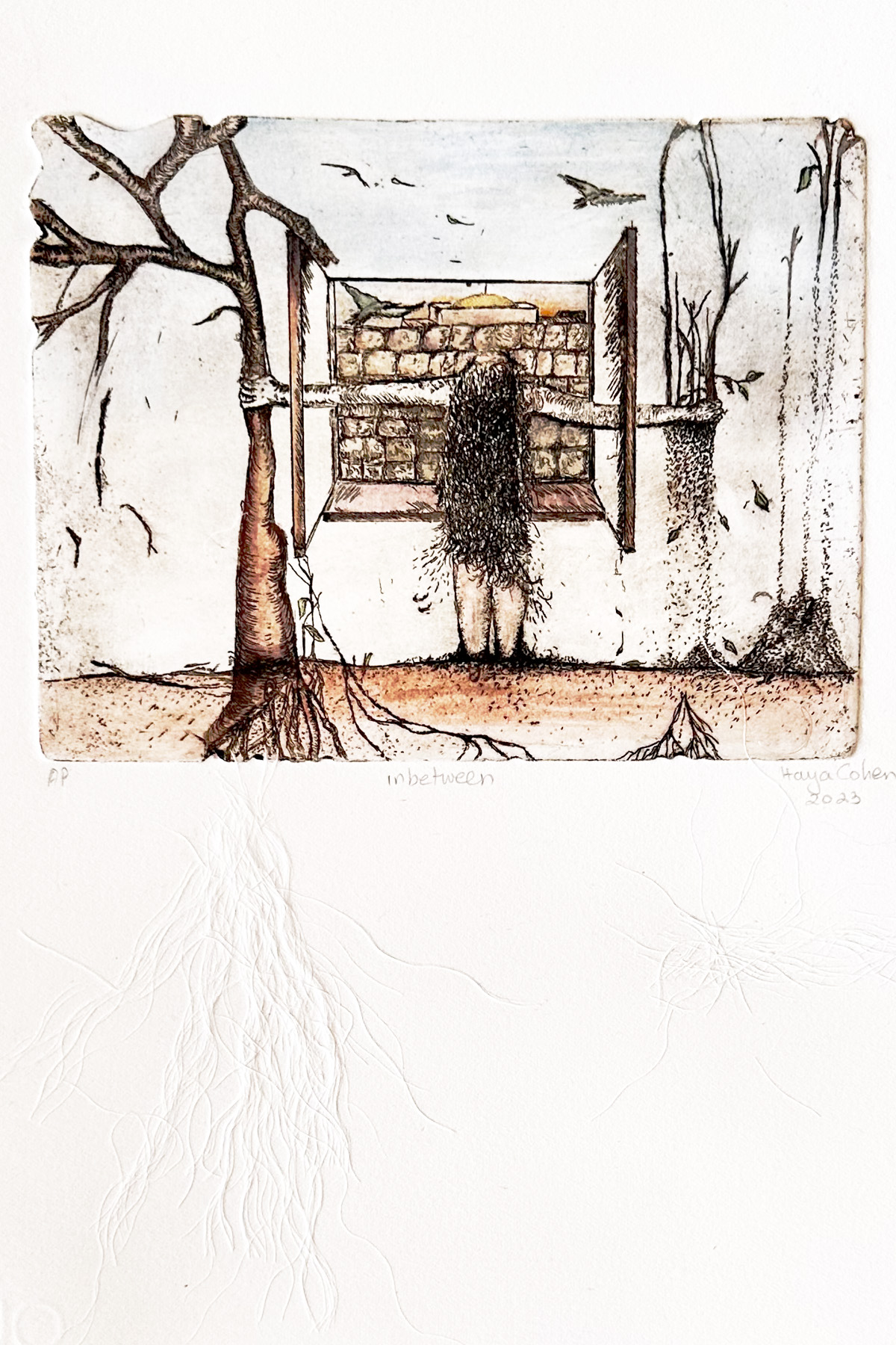 Haya Cohen,Inbetween, 2023,etching, embossing, waterpainting,
