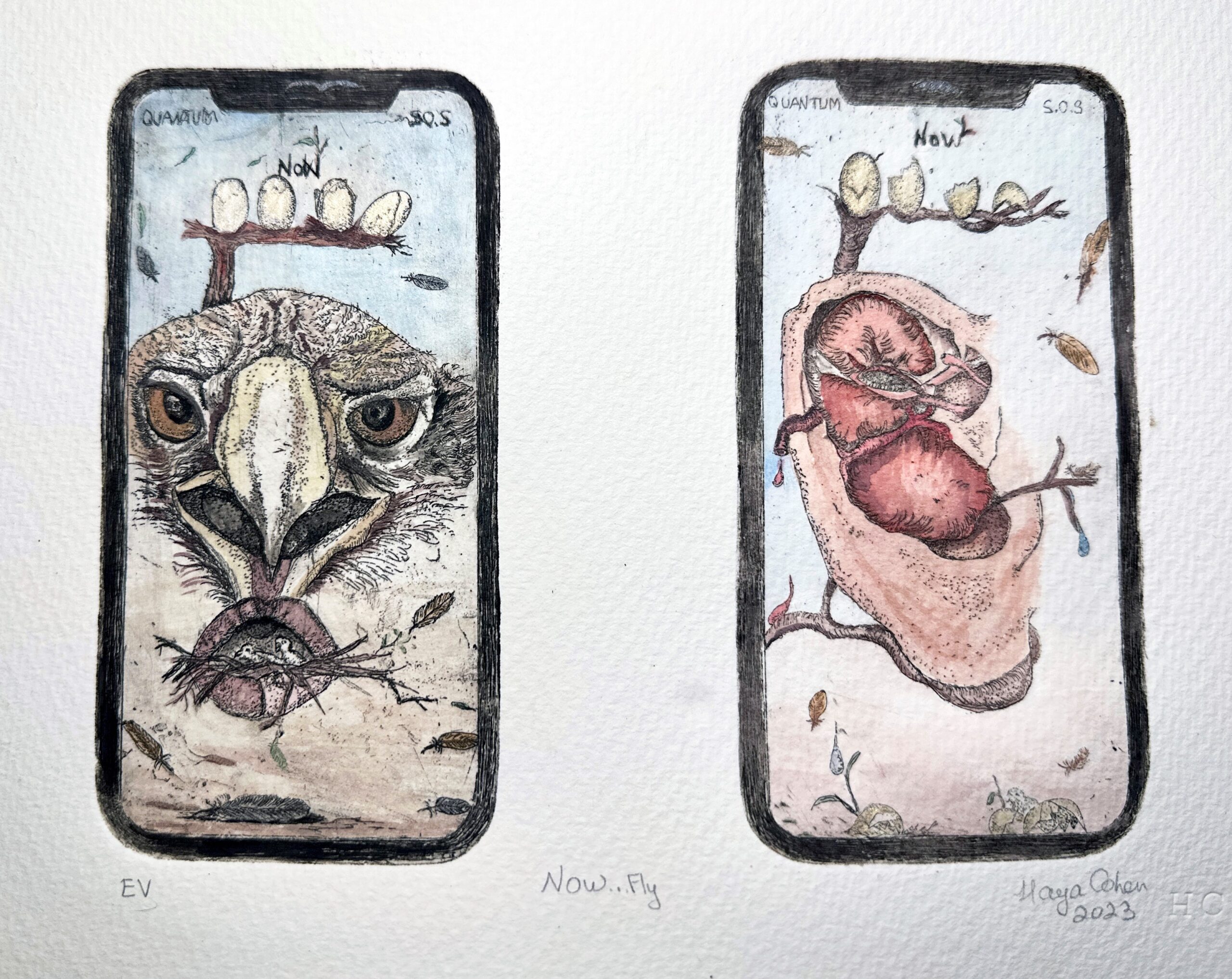 HayaHagitCohen Now fly Etching, 2023, painting