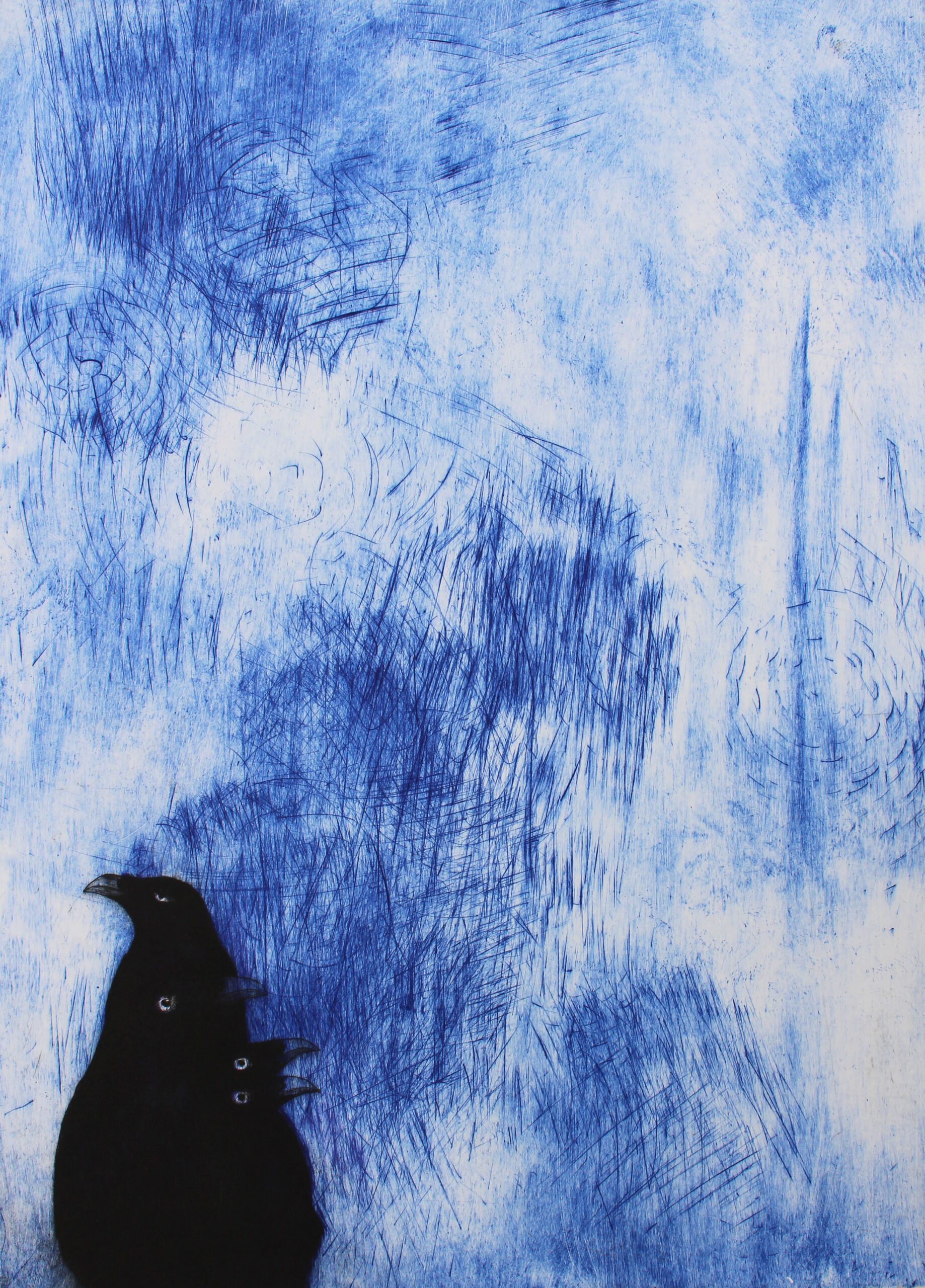 Julia Mia Holmes_David Bowie Bird_2021_drypoint_50x36cm