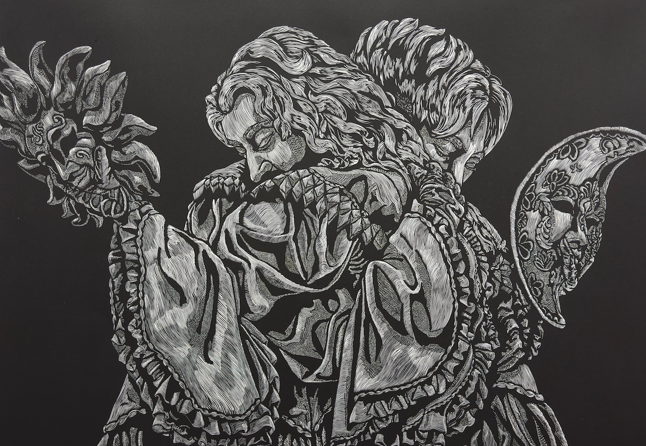 James Farrar, Veil of Embrace, linoprint, 86.5x126.5cm, 2025